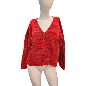 Sigrid Olsen Red Cardigan Sweater Womens Size XL Petite